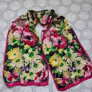 Oscar de la Renta Women 100% Silk Floral Scarf 11 x 49"